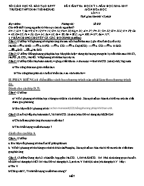 Đề kiểm tra học kỳ 1 - Năm học 2016 - 2017 môn Hóa học lớp 11 - Trường THPT Đinh Tiên Hoàng